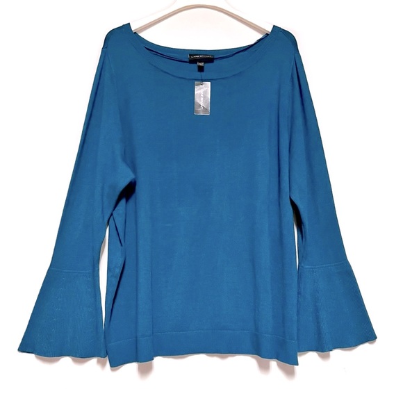 Lane Bryant Sweater Bell Sleeve Womens Plus Size 3X 22/24 Teal Jewel Blue NWT - Picture 1 of 8